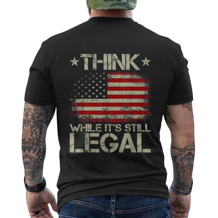 Vintage Old American Flag Think While Its Still Legal Tshirt Men's Crewneck Short Sleeve Back Print T-shirt