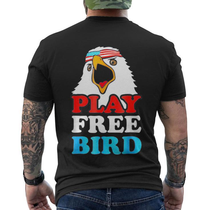 Vintage Play Free Bird Bald Eagle American Patriotic Usa Men's Crewneck Short Sleeve Back Print T-shirt