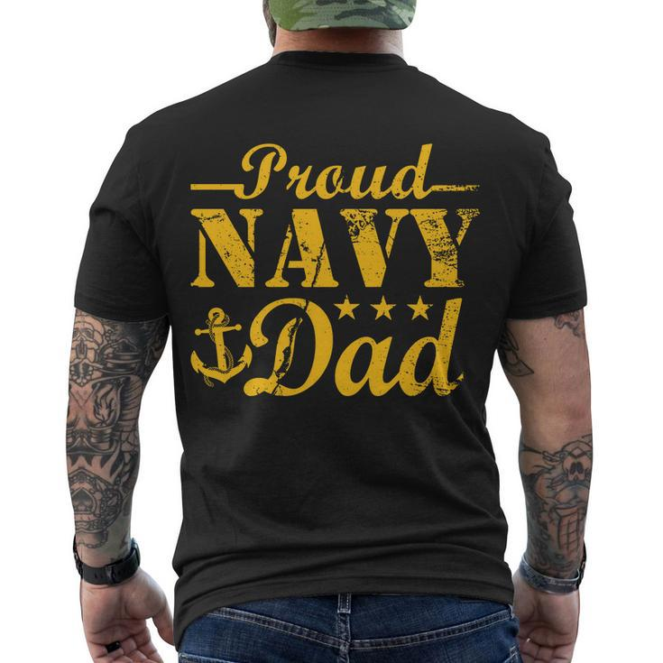 Vintage Proud Navy Dad Tshirt Men's Crewneck Short Sleeve Back Print T-shirt