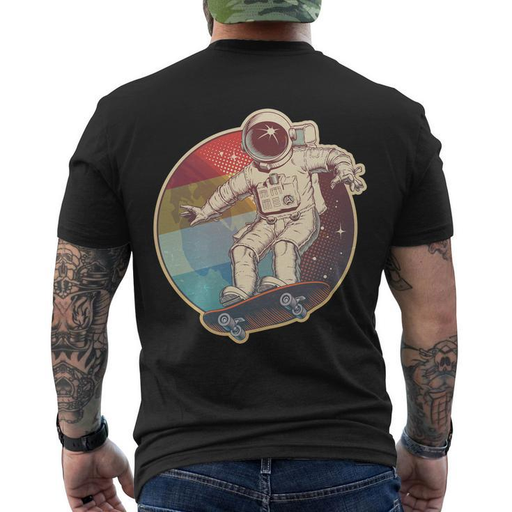Vintage Retro Skateboarding Astronaut Men's Crewneck Short Sleeve Back Print T-shirt