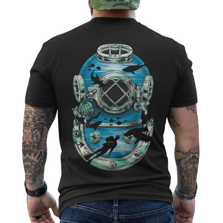 Vintage Scuba Diver Illustration Tshirt Men's Crewneck Short Sleeve Back Print T-shirt