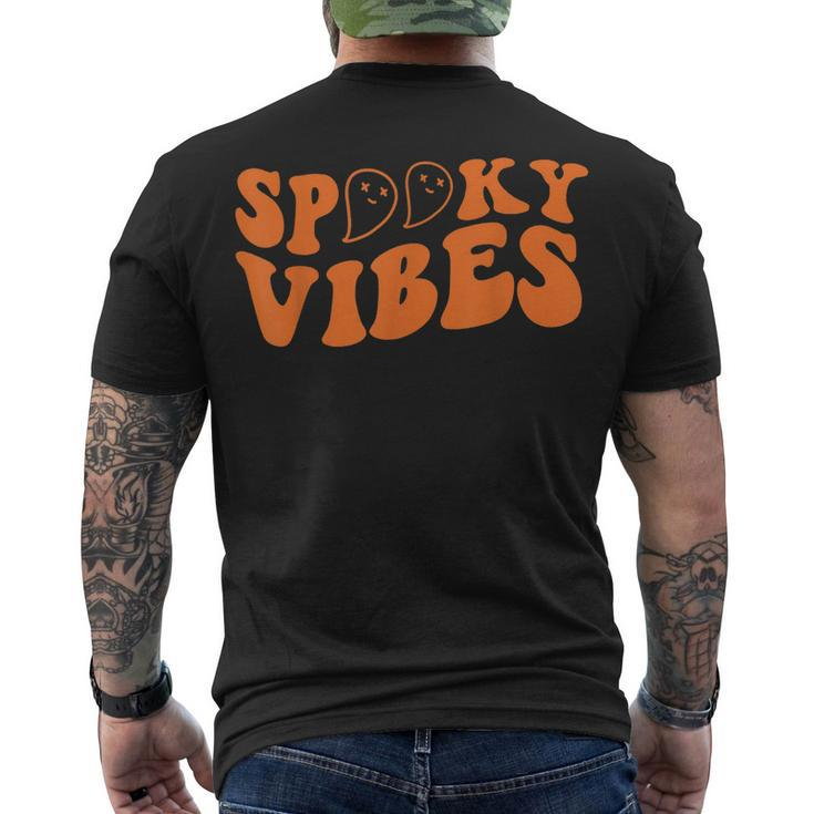 Vintage Spooky Vibes Halloween Ghost Costume Kids Men Women Men's T-shirt Back Print