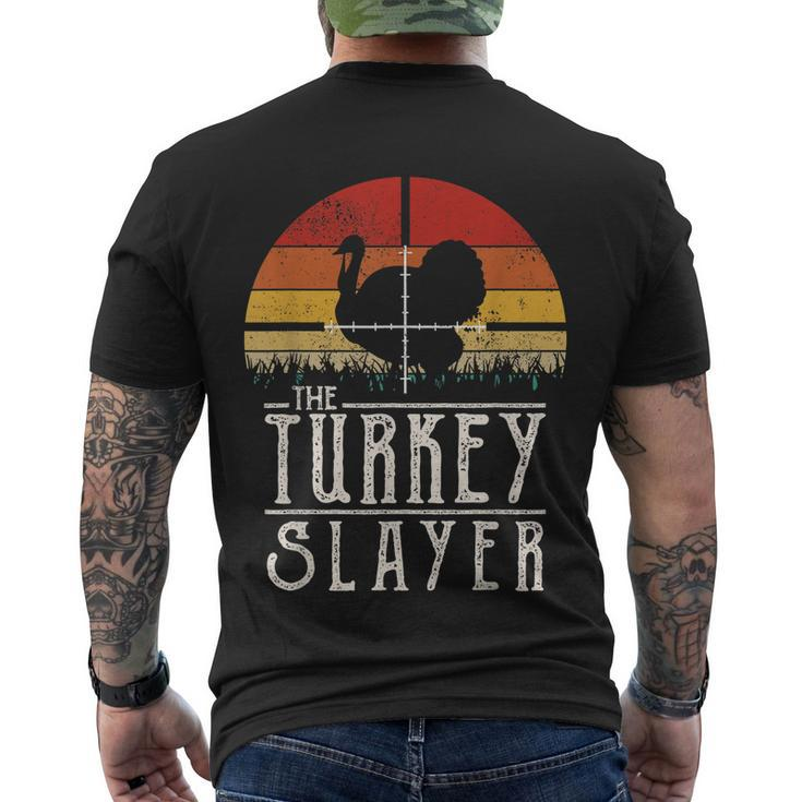 Vintage Sunset Retro Style Turkey Hunting Turkey Slayer Men's Crewneck Short Sleeve Back Print T-shirt