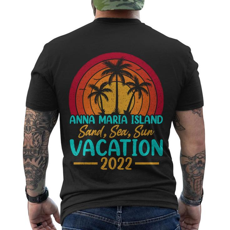 Vintage Sunset Summer Vacation 2022 Anna Maria Island Beach Cool Gift Men's Crewneck Short Sleeve Back Print T-shirt