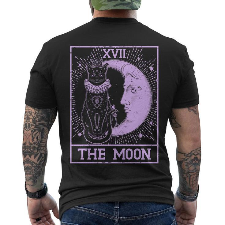 Vintage Tarot Card Xvii The Moon Black Cat Men's Crewneck Short Sleeve Back Print T-shirt