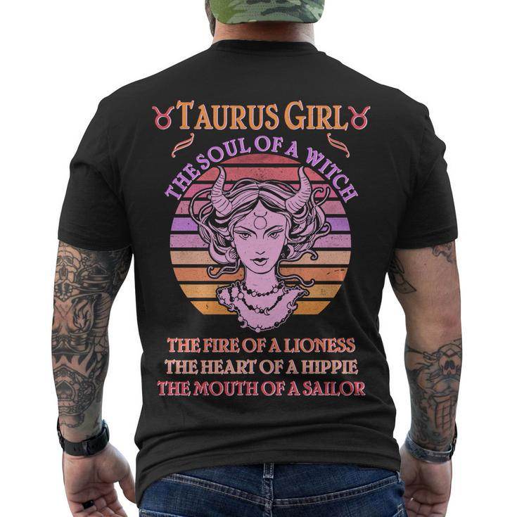 Vintage Taurus Girl Zodiac Birthday Men's Crewneck Short Sleeve Back Print T-shirt
