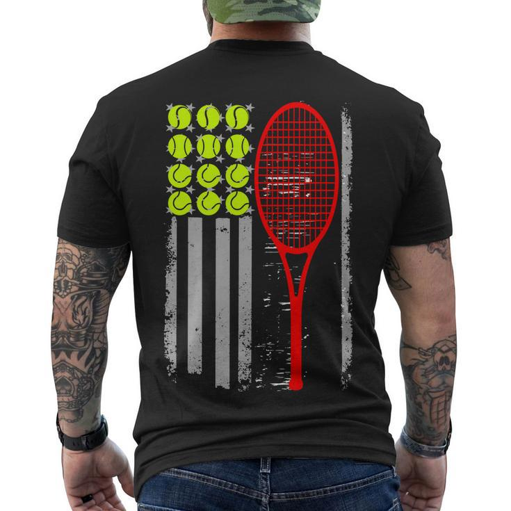 Vintage Tennis American Flag Usa Tshirt Men's Crewneck Short Sleeve Back Print T-shirt
