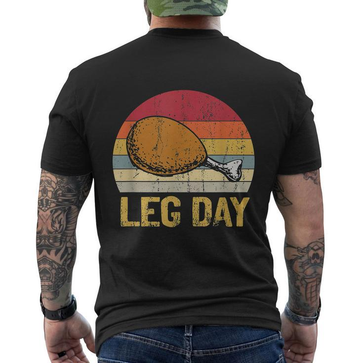 Vintage Turkey Thanksgiving Its Leg Day Gym Workout Tshirt Men's Crewneck Short Sleeve Back Print T-shirt