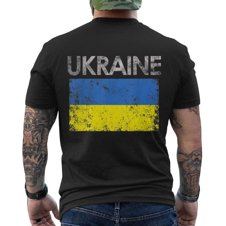 Vintage Ukraine Ukrainian Flag Pride Gift Tshirt Men's Crewneck Short Sleeve Back Print T-shirt