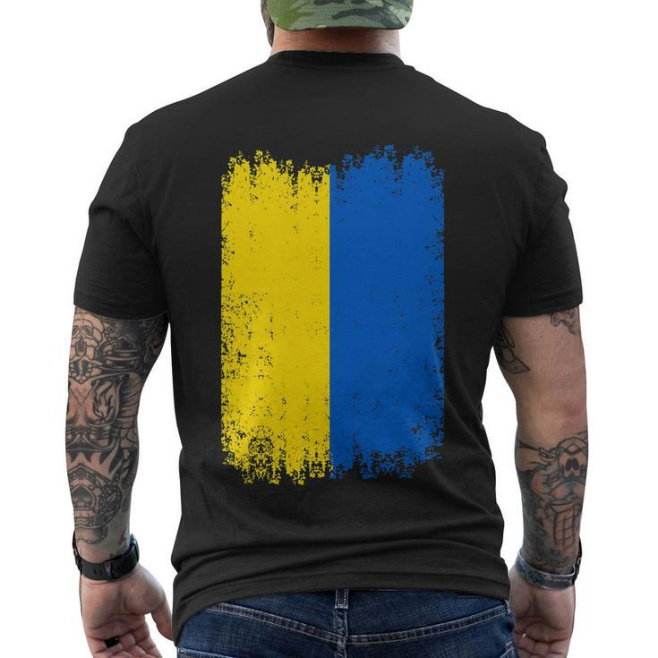 Vintage Ukraine Ukrainian National Flag Patriotic Ukrainians Men's Crewneck Short Sleeve Back Print T-shirt