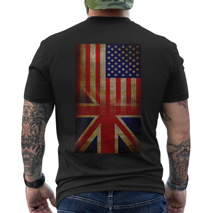 Vintage Usa British Distress Flag Tshirt Men's Crewneck Short Sleeve Back Print T-shirt