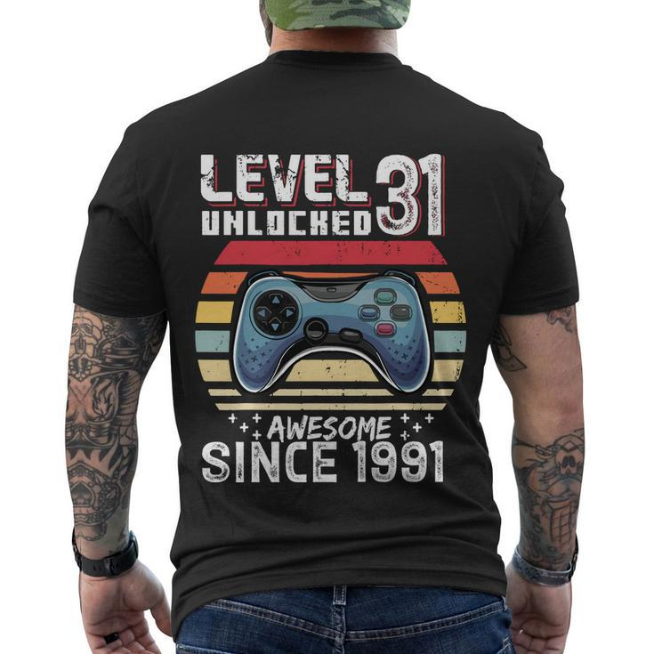 Vintage Video Gamer Birthday Level 31 Unlocked 31St Birthday Men's Crewneck Short Sleeve Back Print T-shirt