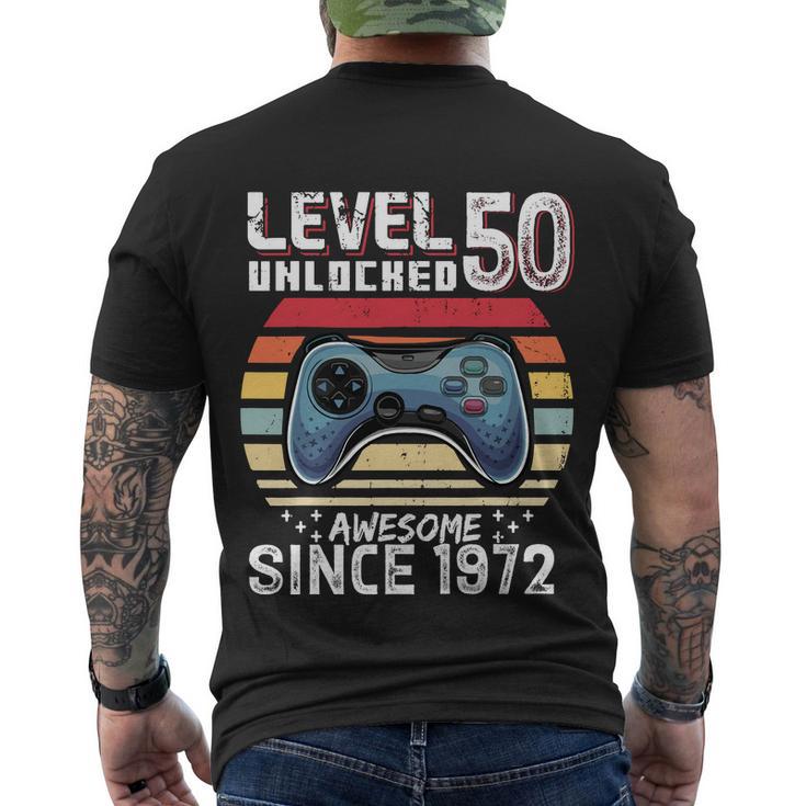 Vintage Video Gamer Birthday Level 50 Unlocked 50Th Birthday Men's Crewneck Short Sleeve Back Print T-shirt