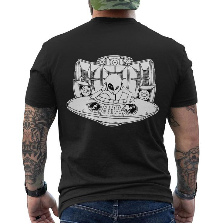 Vinyl Turntable Alien Techno Ufo Raver Funny Gift Men's Crewneck Short Sleeve Back Print T-shirt