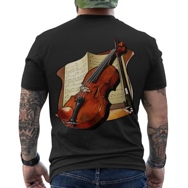 Violin And Sheet Music Men's Crewneck Short Sleeve Back Print T-shirt