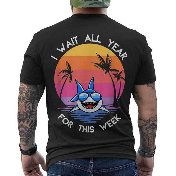 I Wait All Year For This Week Shark Retro Vintage Men's T-shirt Back Print