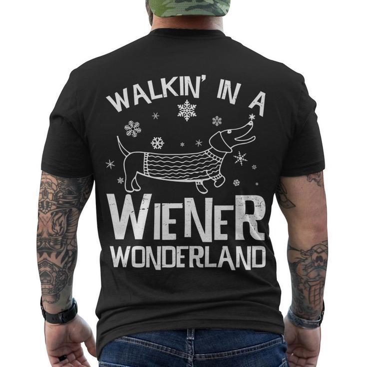 Walking In A Wiener Wonderland Funny Christmas Tshirt Men's Crewneck Short Sleeve Back Print T-shirt