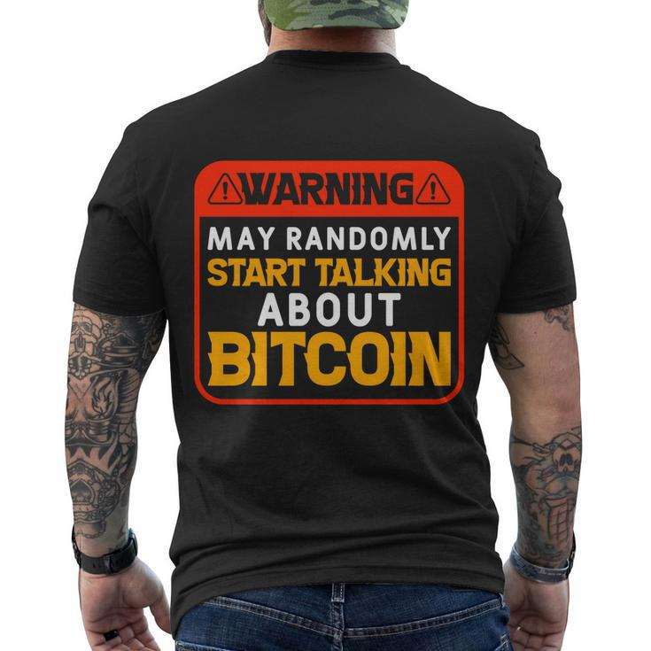 Warning May Randomly Start Talking About Bitcoin T Men's Crewneck Short Sleeve Back Print T-shirt