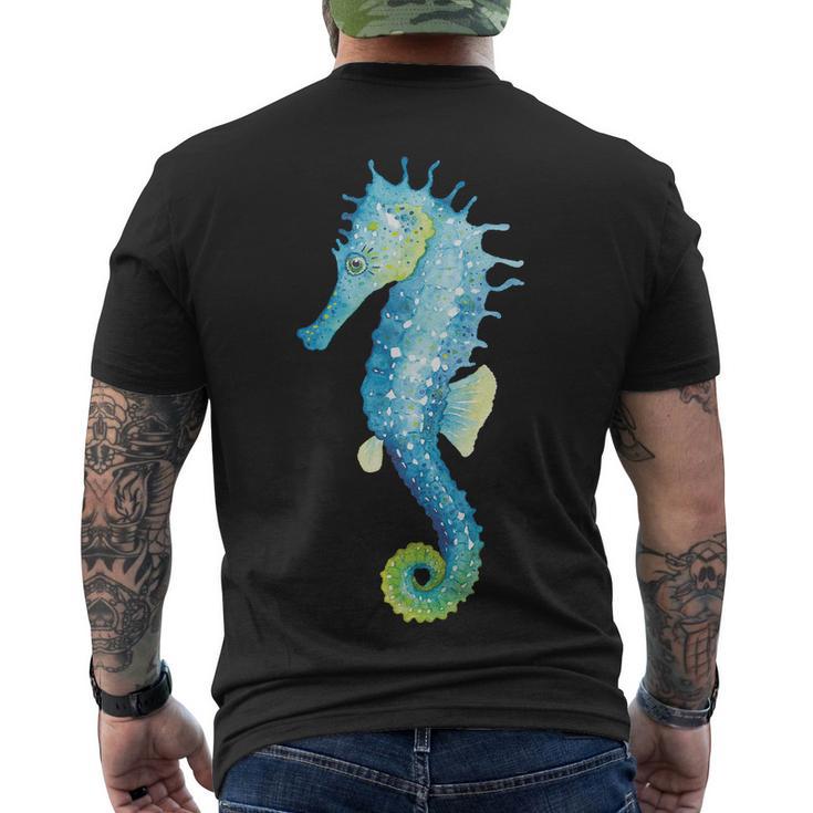 Watercolor Seahorse Men's Crewneck Short Sleeve Back Print T-shirt