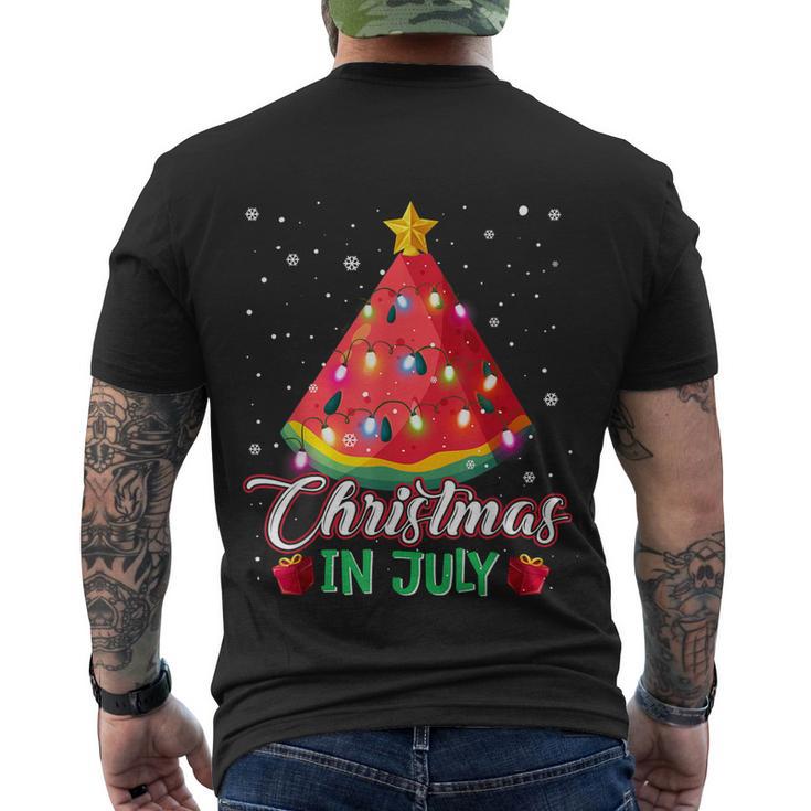 Watermelon Christmas Tree Christmas In July Summer Vacation Men's Crewneck Short Sleeve Back Print T-shirt