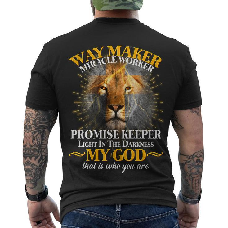 Way Maker Miracle Worker Lion Men's Crewneck Short Sleeve Back Print T-shirt