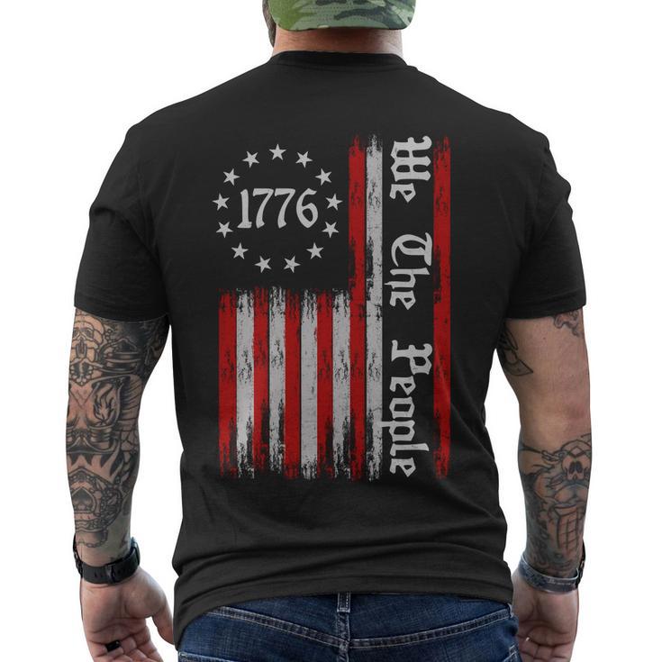 We The People 1776 Distressed Usa American Flag Tshirt Men's Crewneck Short Sleeve Back Print T-shirt