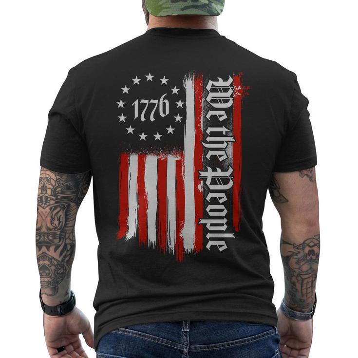 We The People 1776 Distressed Usa American Flag Tshirt Men's Crewneck Short Sleeve Back Print T-shirt