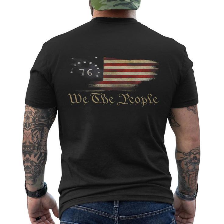 We The People American History 1776 Independence Day Vintage Men's Crewneck Short Sleeve Back Print T-shirt