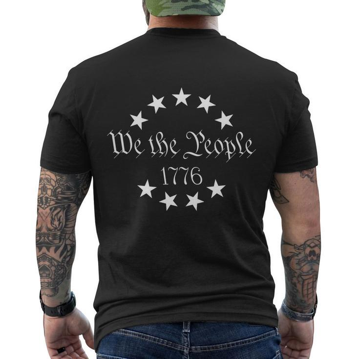 We The People Usa Preamble Constitution America 1776 American Flag Patriotic Men's Crewneck Short Sleeve Back Print T-shirt