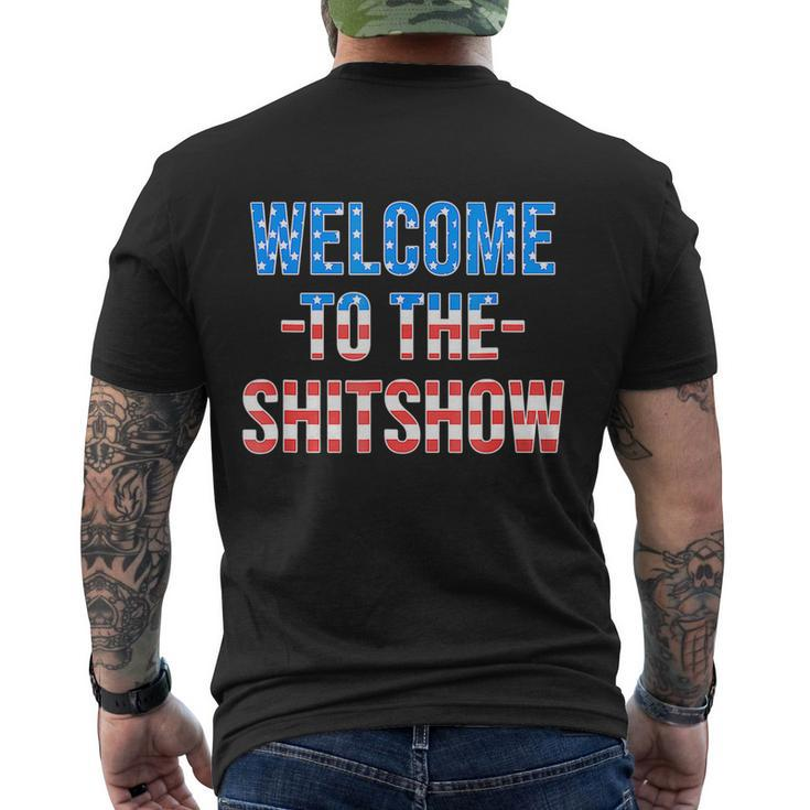 Welcome To The Shitshow Usa Flag Funny 4Th Of July Drinking Men's Crewneck Short Sleeve Back Print T-shirt