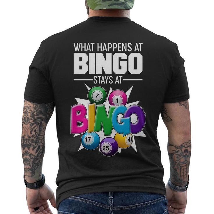 What Happens At Bingo Stays At Bingo Men's Crewneck Short Sleeve Back Print T-shirt