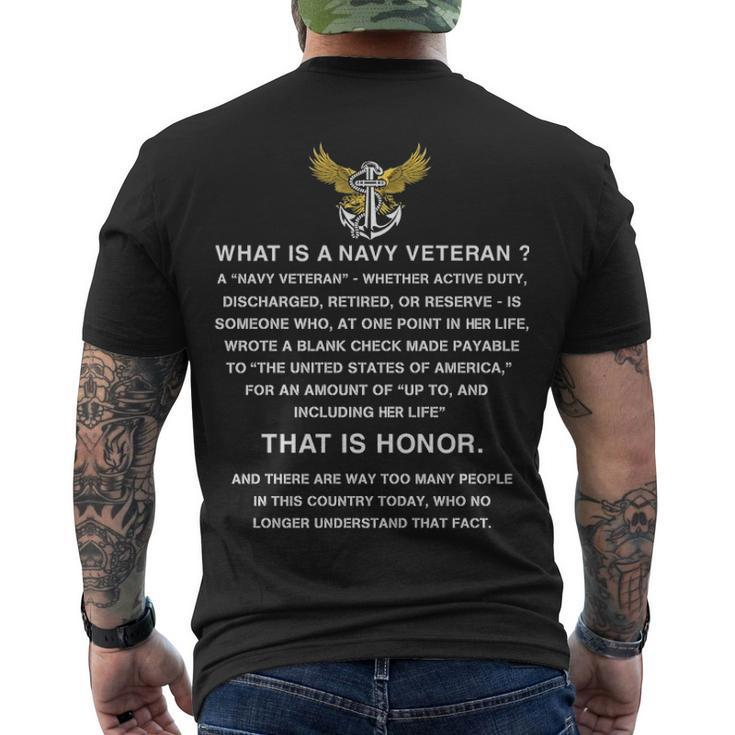 What Is A Navy Veteran For Her Men's Crewneck Short Sleeve Back Print T-shirt