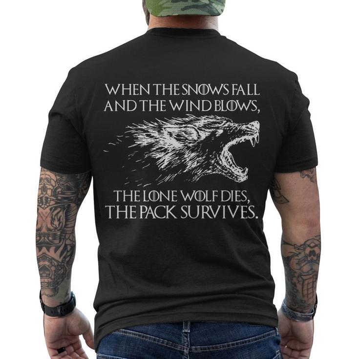 When The Snows Fall The Lone Wolf Dies But The Pack Survives Logo Men's Crewneck Short Sleeve Back Print T-shirt