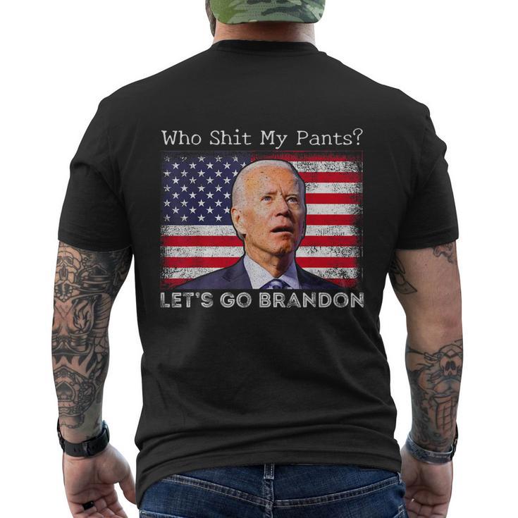 Who Shit My Pants Funny Anti Joe Biden Funny Meme Men's Crewneck Short Sleeve Back Print T-shirt