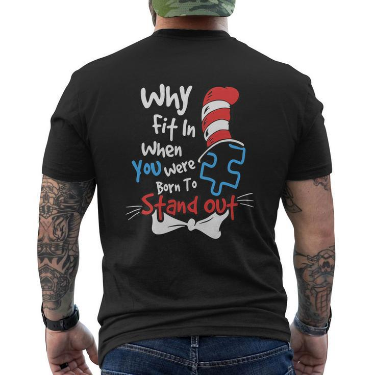 Why Fit In When You Were Born To Stand Out Autism V2 Men's Crewneck Short Sleeve Back Print T-shirt