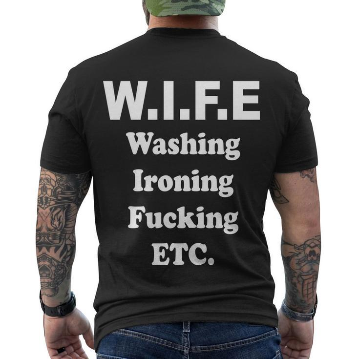 Wife Washing Ironing Fucking Etc Tshirt Men's Crewneck Short Sleeve Back Print T-shirt