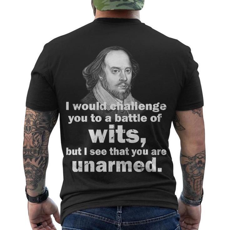 William Shakespeare Wits Quote Tshirt Men's Crewneck Short Sleeve Back Print T-shirt