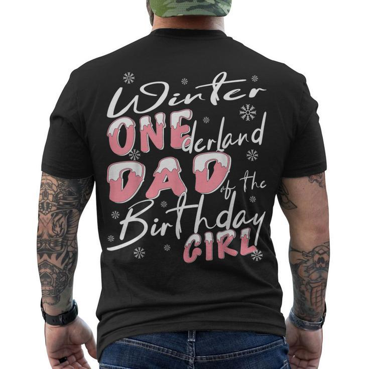 Mens Winter Onederland Dad Of Birthday Girl 1St Birthday Theme Men's T-shirt Back Print