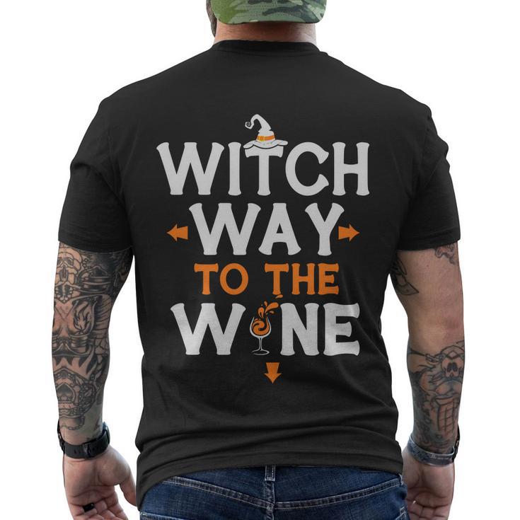 Witch Way To The Wine Halloween Quote V3 Men's Crewneck Short Sleeve Back Print T-shirt