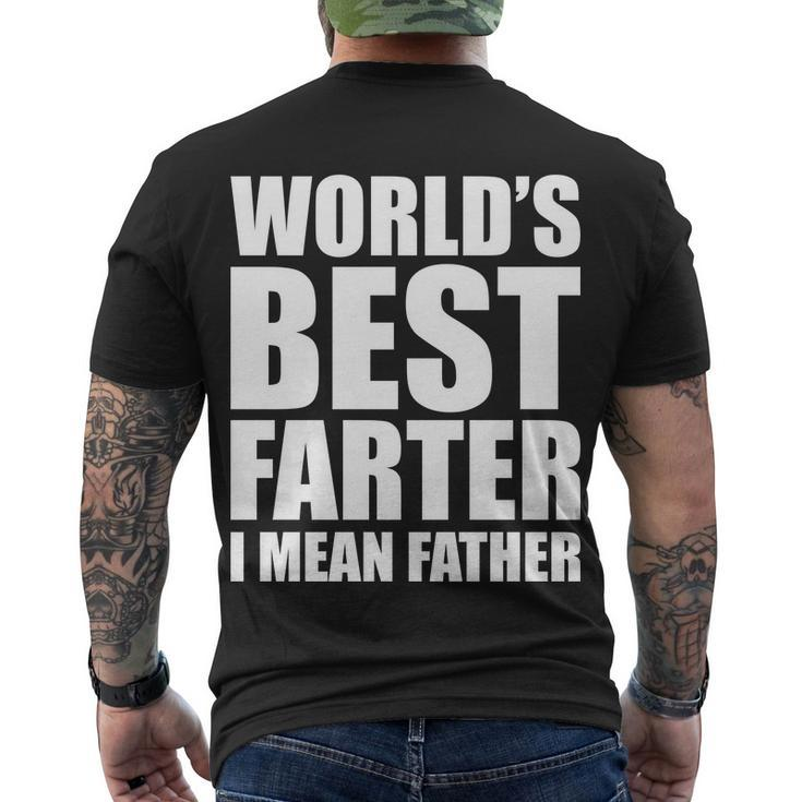 Worlds Best Farter I Mean Father Funny Dad Logo Men's Crewneck Short Sleeve Back Print T-shirt