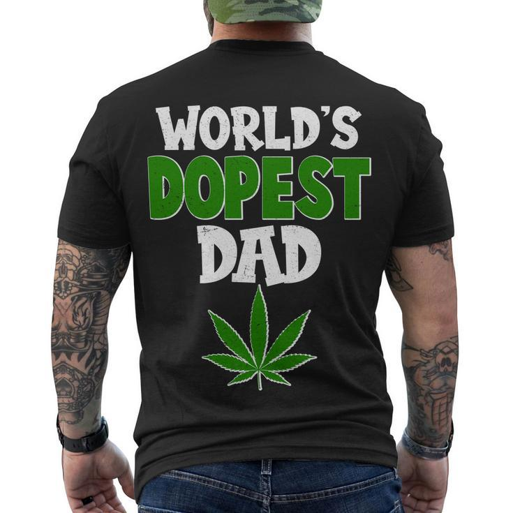 Worlds Dopest Dad Marijuana Weed Men's Crewneck Short Sleeve Back Print T-shirt