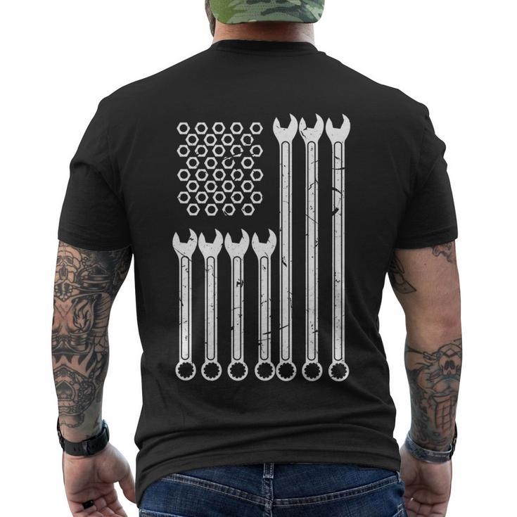 Wrench And Bolt Repairman Cool Patriotic Usa Flag Cool Men's T-shirt Back Print