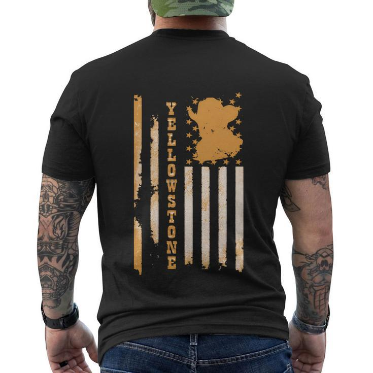 Yellowstonee Flag Tshirt Men's Crewneck Short Sleeve Back Print T-shirt