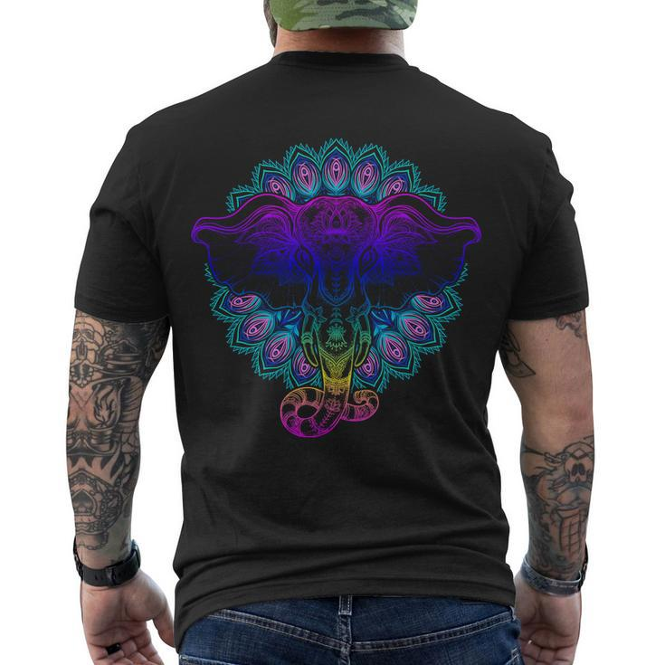 Yoga Elephant Aesthetic Ornate Stylized Men's Crewneck Short Sleeve Back Print T-shirt