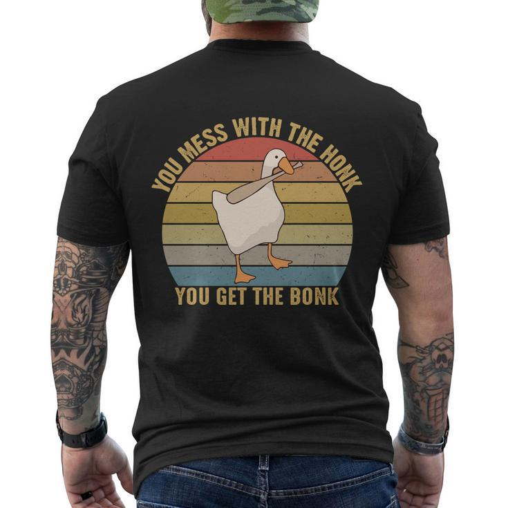 You Mess With The Honk You Get The Bonk Funny Retro Vintage Goose Tshirt Men's Crewneck Short Sleeve Back Print T-shirt