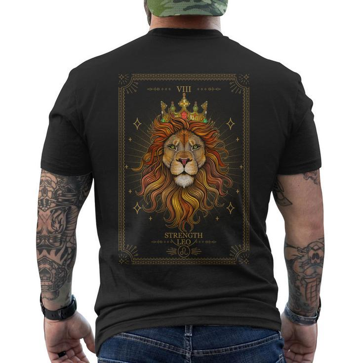 Zodiac Leo Lion Tarot Card Viii Strength Men's Crewneck Short Sleeve Back Print T-shirt