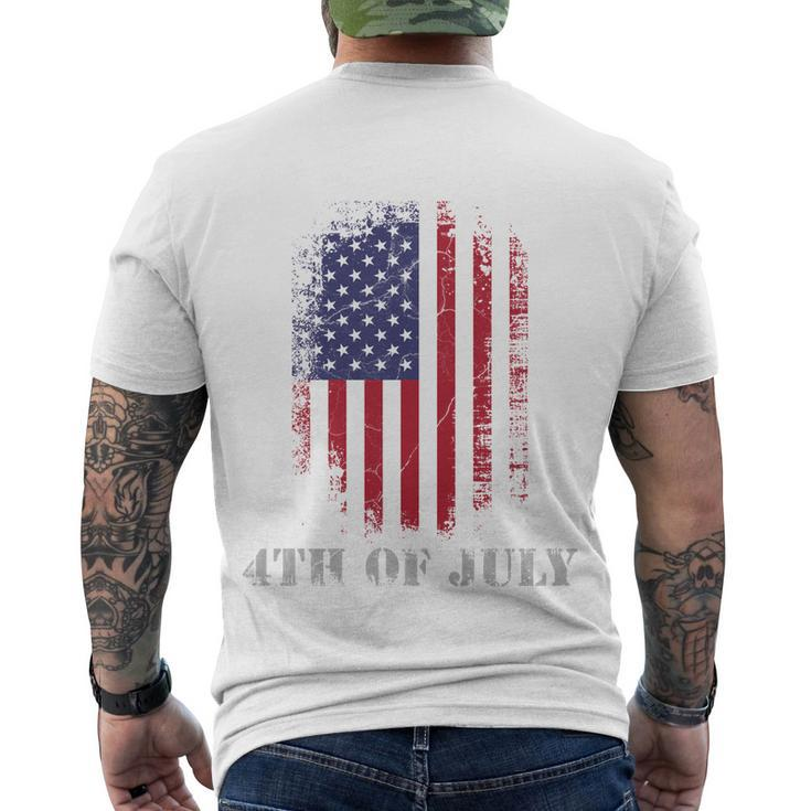 4Th Of July Usa Flag Vintage Distressed Independence Day Great Gift Men's Crewneck Short Sleeve Back Print T-shirt
