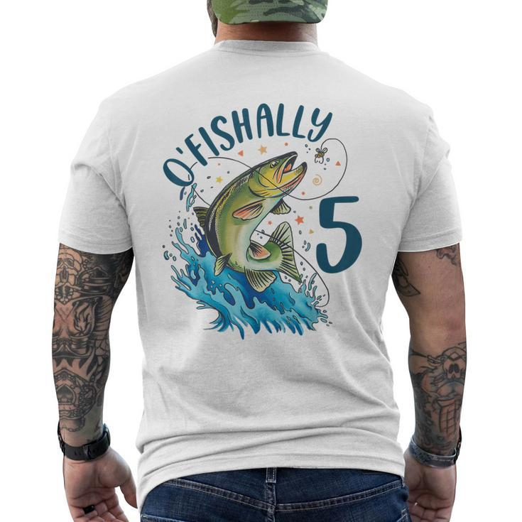 5 Year Old Fishing Birthday 5Th Bass Fish Bday Five Men's T-shirt Back Print