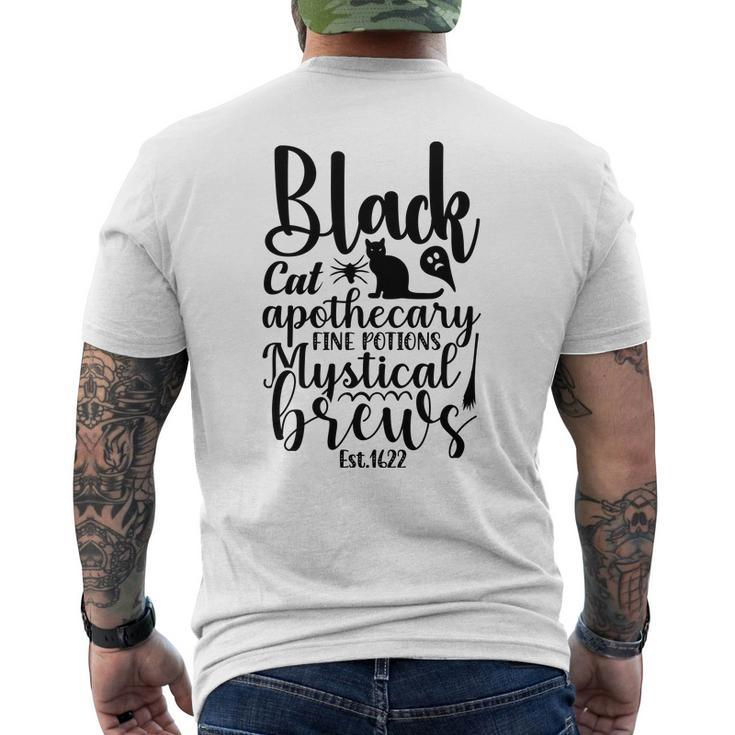 Black Cat Apothecary Fine Potions Mystical Brews Halloween Men's T-shirt Back Print