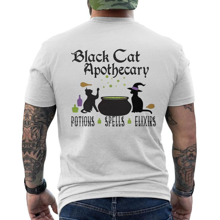 Black Cat Apothecary Halloween Potions Spells Elixers Men's T-shirt Back Print